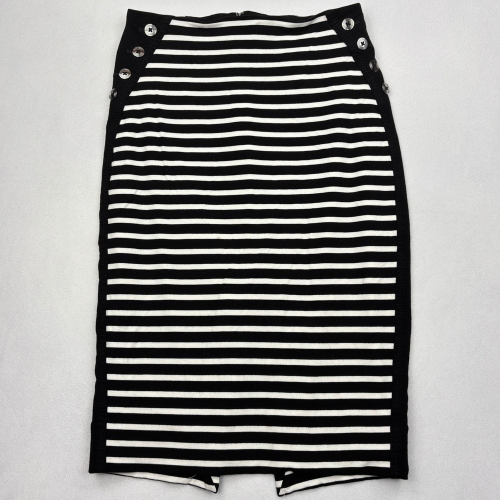 White House Black Market Womens 00 Black‎ White Striped Sailor Pencil Skirt WHBM